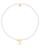 Naszyjniki - Naszyjnik z pereł z pozłacaną literką 40 cm I - miniaturka - grafika 1