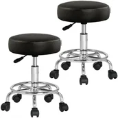 Taborety i hokery - Hoker Obrotowy Stołek Barowy Taboret 2 szt. Czarny - miniaturka - grafika 1