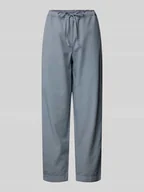 Spodnie damskie - Spodnie lniane o kroju relaxed fit z tunelem - miniaturka - grafika 1