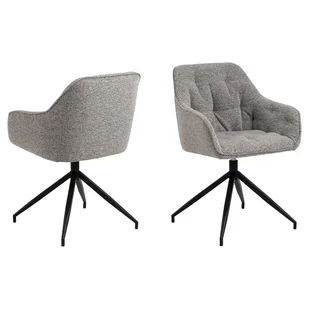 Krzesło do jadalni Brooke z podłokietnikiem i funkcją obrotową w kolorze jasnoszarym. - Krzesła - miniaturka - grafika 1