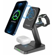Ładowarki do telefonów - Bezprzewodowa ładowarka Swissten MagStick 3 v 1, 22,5W, MagSafe (22055508) Czarna - miniaturka - grafika 1