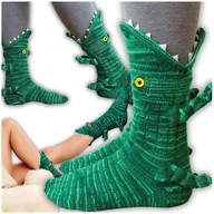 Skarpetki damskie - SKARPETY ŚMIESZNE 3D KROKODYL WYSOKIE SKARPETKI PREZENT ŚWIĄTECZNY ZIMOWE - miniaturka - grafika 1