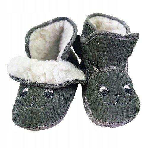 Buty Niechodki Ocieplane Buciki Niemowlęce Z Futerkiem 0-12 M Khaki