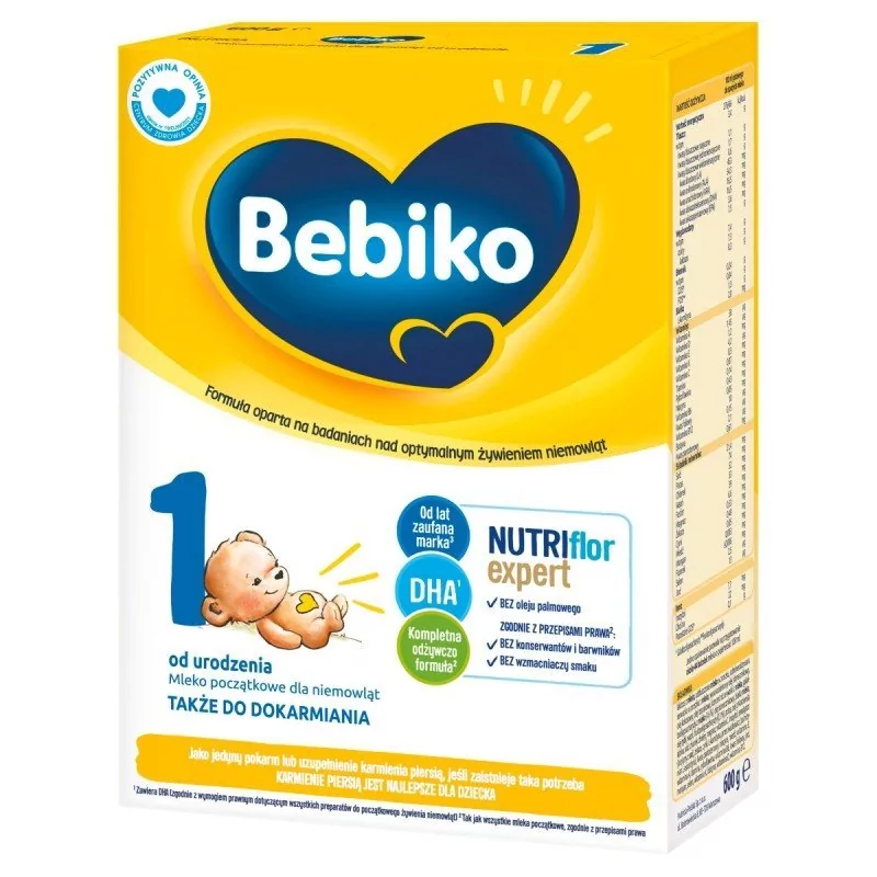 Bebiko 1 Mleko początkowe dla niemowląt od urodzenia 600 g