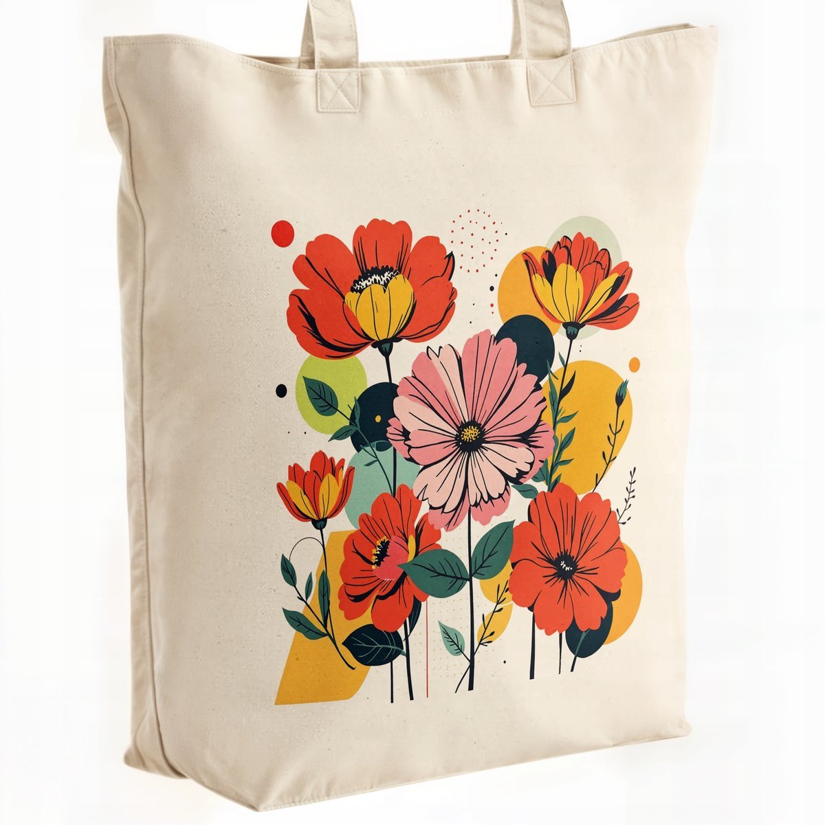 Torba bawełniana premium na zakupy Motyw Kwiatów Kwiaty Abstrakcja Prezent