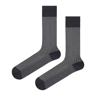 Skarpety garniturowe szare w paski EM 45 - EM Men's Accessories - Skarpetki męskie - miniaturka - grafika 1