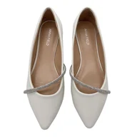 Baleriny - Buty damskie białe baleriny rozmiar 38 eleganckie z cyrkoniami Anna Field - miniaturka - grafika 1