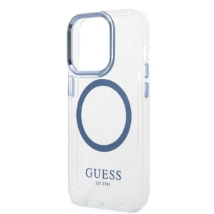 Guess GUHMP14XHTRMB iPhone 14 Pro Max 6,7" niebieski/blue hard case Metal Outline Magsafe - Etui i futerały do telefonów - miniaturka - grafika 6