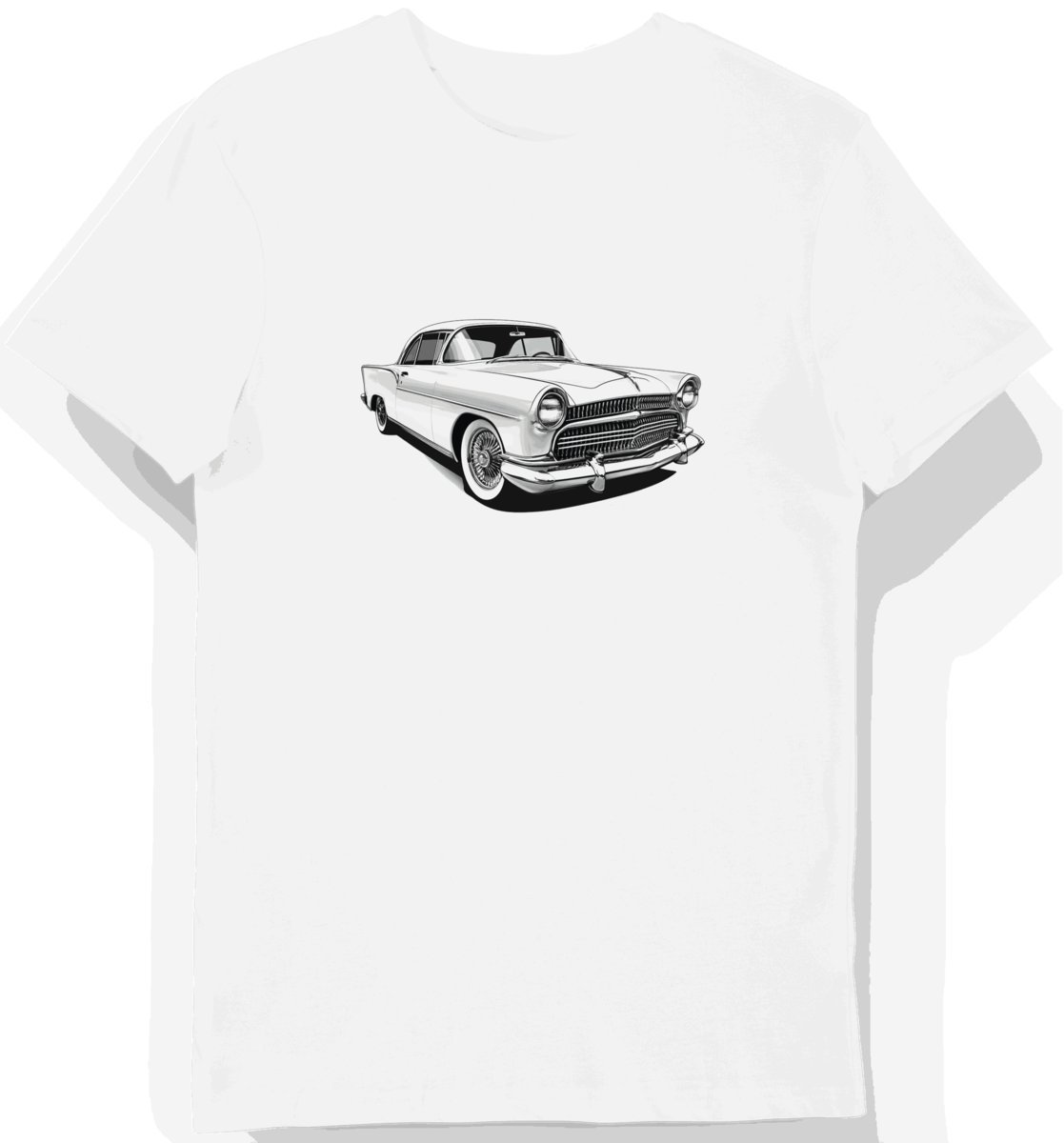 Klasyczna Koszulka męska biała z Motywem Chrysler 300 z 1955 roku M