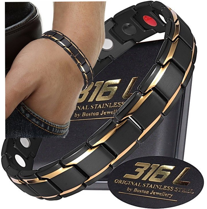 Czarna Zdrowotna Bransoleta Męska Magnetyczna Moc