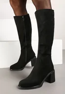 Kozaki damskie - Czarne Kozaki na Słupku w Stylu Muszkieterek Cediara - miniaturka - grafika 1