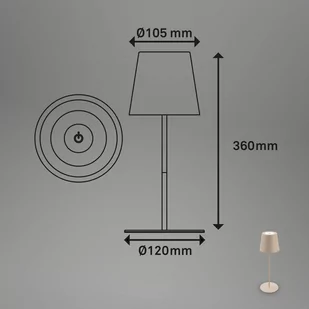 Briloner Lampa stołowa LED 7508011, beżowa, 2 700 K IP44 ściemniacz dotykowy - Lampy stojące - miniaturka - grafika 1