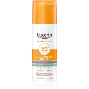 Eucerin Sun Oil Control Tinted kremowy żel do opalania SPF 50+ odcień Medium 50 ml - Kremy do twarzy - miniaturka - grafika 1