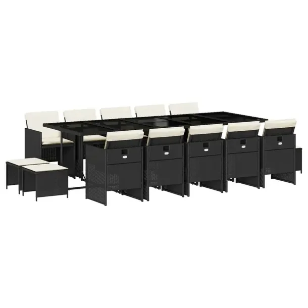 Zestaw mebli ogrodowych czarny, rattan PE, 275 x 106 x 73 cm, stół + krze