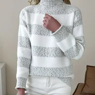 Bluzy damskie - TEMU Zimowy Gruby Sweter Damski - Luźny Fason z Kołnierzem Stojącym, Imitacja Polarowa Bluza do Prania w Pralce, Ciepły Golf na Warstwowanie, Biały - miniaturka - grafika 1