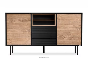 Komoda z ryflowanym czarnym frontem LOFTY Konsimo - Komody - miniaturka - grafika 1