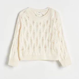 Reserved - Sweter z efektem postrzępienia - Kremowy - Swetry dla dziewczynek - miniaturka - grafika 1
