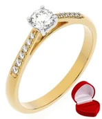 Pierścionki - ZŁOTY PIERŚCIONEK ZARĘCZYNOWY 585 14k SZAFIR 0,24 ct + PUDEŁKO R16 - miniaturka - grafika 1