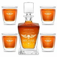 Karafki - Karafka do whisky pyramid z 4 szklankami capitol i grawerem - miniaturka - grafika 1