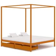 Łóżka - vidaXL Rama łóżka z baldachimem i 2 szufladami, sosna, 160 x 200 cm - miniaturka - grafika 1