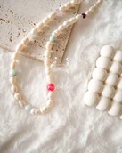 Naszyjniki - Naszyjnik z pereł naturalnych z kamieniami - miniaturka - grafika 1