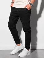 Spodnie męskie - Spodnie męskie joggery - czarne P886 - miniaturka - grafika 1