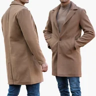 Płaszcze męskie - Płaszcz Męski Długi Camel Elegancki S Szarobrązowy - miniaturka - grafika 1