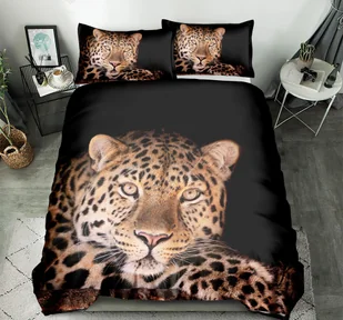 Cotton World Pościel 220x200 4cz SMY27006 odcienie czarnego pantera zwierzęta druk cyfrowy 1:1 - Pościel - miniaturka - grafika 1