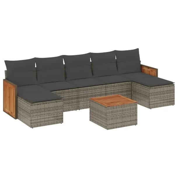 Zestaw wypoczynkowy rattan PE, szary, 55x62x69 cm