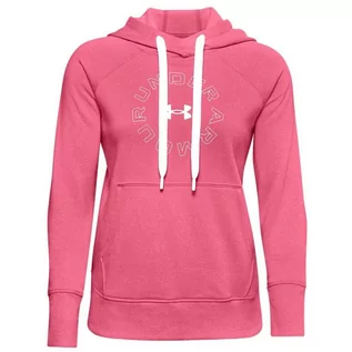 Bluzy damskie - Bluza damska Under Armour Rival Fleece Metallic Hoodie różowa 1356323 668-L - grafika 1