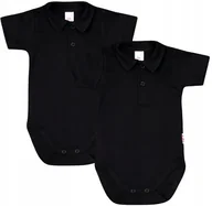 Body dla niemowląt - Body KR KOŁNIERZYK Polo 2PAK Czarny r 80 KLEKLE - miniaturka - grafika 1