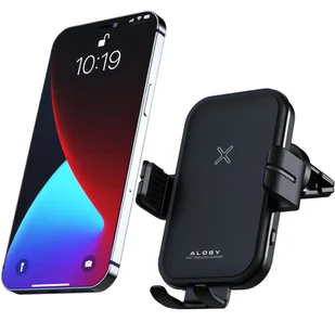 Uchwyt samochodowy automatyczny z ładowarką indukcyjną Qi na kratkę Alogy 15W do auta szybkie ładowanie czarny - Uchwyty samochodowe do telefonów - miniaturka - grafika 9