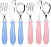 Sztućce dla dzieci - PAEFIU Komplet Sztućców dla Dzieci, 6 Części, ze Stali Nierdzewnej - miniaturka - grafika 1
