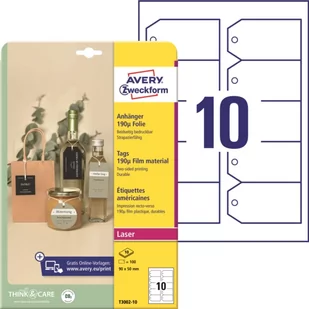 Zawieszki foliowe Avery 90x50 190mic. 100 szt. - Etykiety samoprzylepne i bloki etykiet - miniaturka - grafika 1