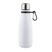 Shakery i bidony sportowe - Altom, Butelka Nierdzewna z karabińczykiem 350 ml, Biała - miniaturka - grafika 1