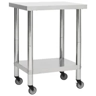 Stoły gastronomiczne - vidaXL Kuchenny stół roboczy na kółkach 80x30x85 cm stal nierdzewna 51634 - miniaturka - grafika 1