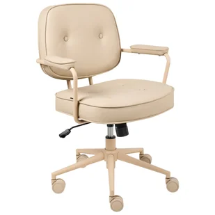 Fotel biurowy, krzesło biurowe Beliani Krzesło obrotowe PARAMUS Ekoskóra Beżowy - Fotele i krzesła biurowe - miniaturka - grafika 1