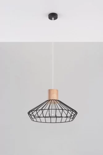 Sollux Lighting Industrialna LAMPA wisząca SL.288 druciana OPRAWA zwis drut drewno czarny