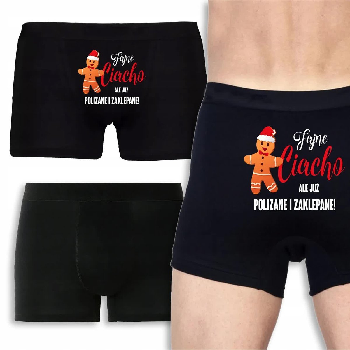 BOKSERKI MĘSKIE Czarne Na Prezent Mikołajki CIACHO POLIZANE ZAKLEPANE Wz M