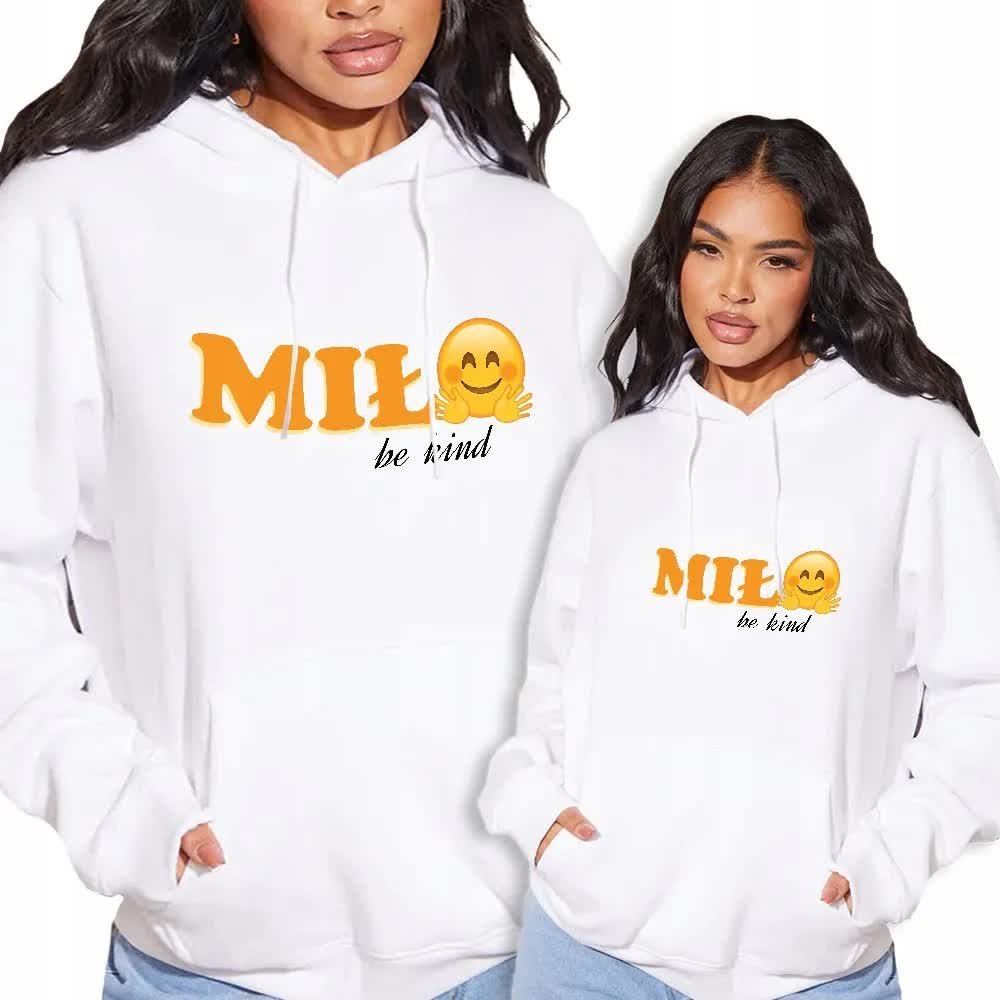 Bluza Biała Damska Z Kapturem MIŁO BE KIND - M