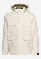Kurtki męskie - Jasnobeżowa Kurtka Wiatrówka Pikowana z Ociepleniem i Odpinanym Kapturem Bralinae - miniaturka - grafika 1
