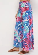 Spodnie damskie - Niebiesko-Różowe Spodnie Wiskozowe Palazzo z Wysokim Stanem i Gumką w Pasie Nasone - miniaturka - grafika 1