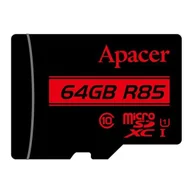 Karty pamięci - Karta pamięci microsdxc apacer r85 64gb (85/10 mb/s) class 10 u1 AP64GMCSX10U5-RA - miniaturka - grafika 1