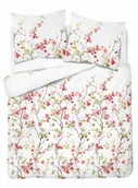 Pościel - Pościel satynowa 160x200 biała w różowe gałązki kwiatów – Satin Stories - miniaturka - grafika 1