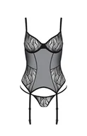 Body - Leafa czarny gorset i stringi ECO, Kolor czarny, Rozmiar L/XL, Passion - Primodo.com - miniaturka - grafika 1