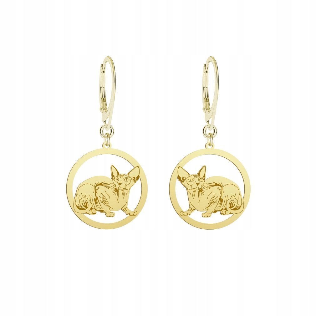 Kolczyki Złote Kot Peterbald 925 Prezent Biżuteria Prezent GRAWER GRATIS