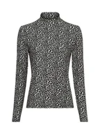 Koszulki i topy damskie - Vila Damska koszulka z długim rękawem - Vileoa Kobiety beżowy|czarny wzorzysty, S - miniaturka - grafika 1