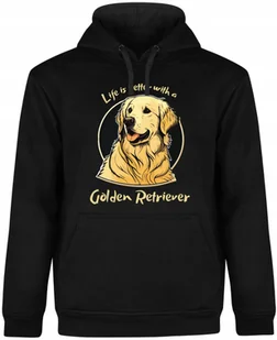 BLUZA MĘSKA Z KAPTUREM GOLDEN RETRIEVER PIES PSY CZARNA R-XL A144 - Bluzy męskie - miniaturka - grafika 1
