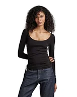 Koszulki i topy damskie - G-STAR RAW Damska koszulka z długim rękawem, regulowana Slim deep Scoop, czarna (dk Black D266-6484), M, Czarny (Dk Black D266-6484), M - miniaturka - grafika 1