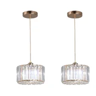 Lampy sufitowe - Żyrandol wiszący, kryształowy design, wystrój domu, złoto A 2 sztuki, chłodna biel - miniaturka - grafika 1